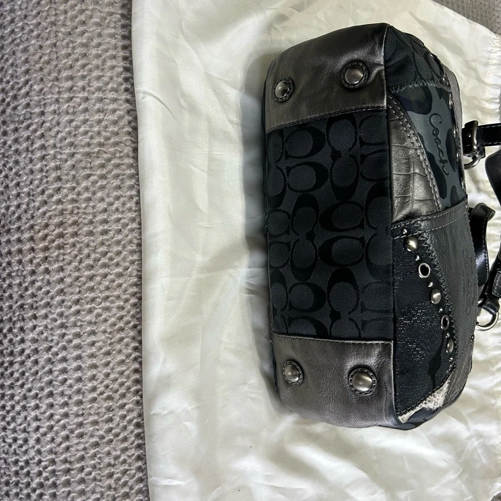 Coach Black Patchwork Signature Tote with Silver Hardware - Picture 9 of 9